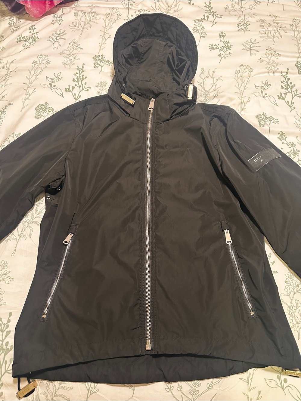 Authentic Burberry Black Hooded Windbreaker Jacket